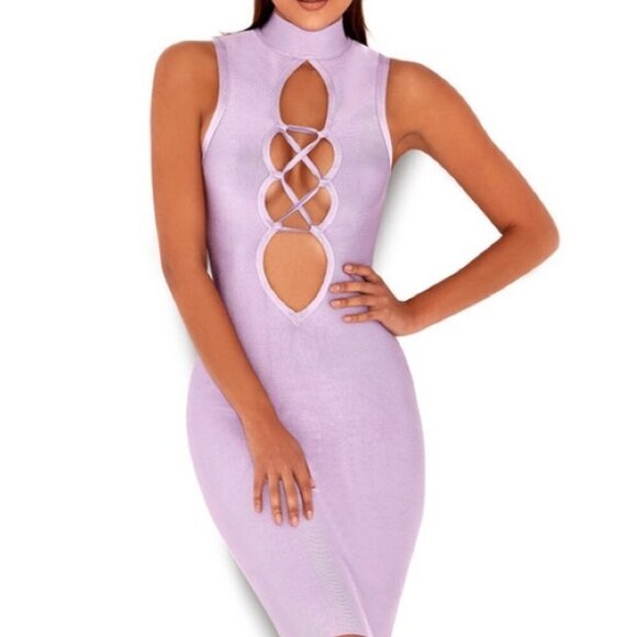 House of CB London Purple Lilac Lavender Harun Bandage Dress Small - Picture 5 of 9